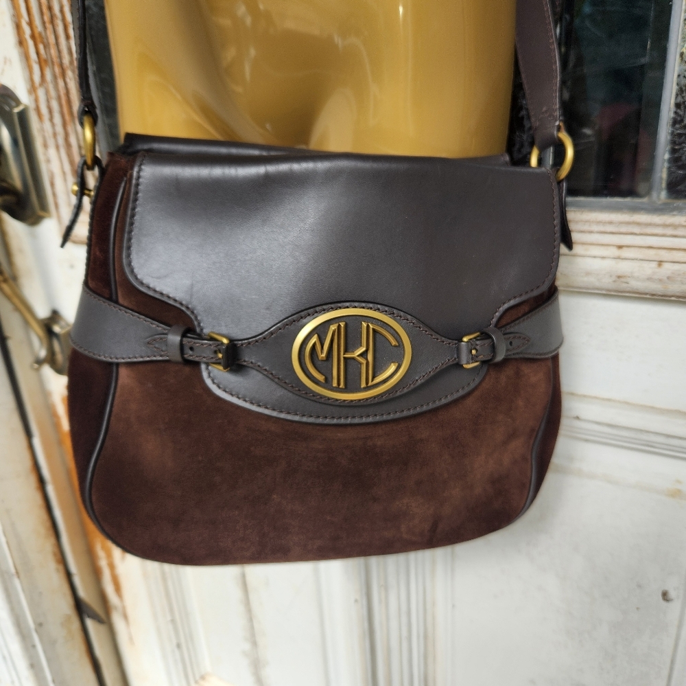 Michael kors collection suede blondie style crossbody luxury